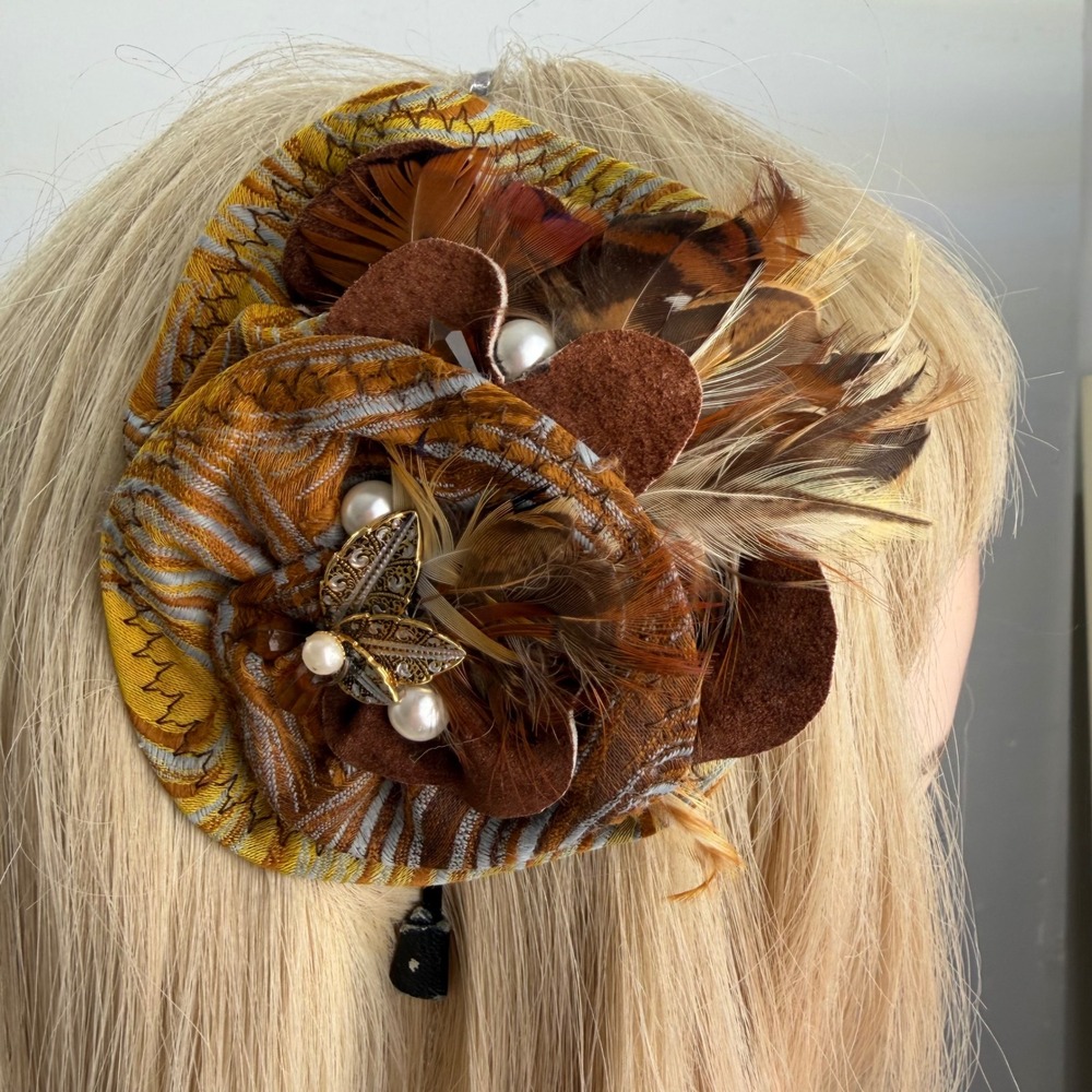 Handmade Fascinator Headband Feather‎ Butterfly Boho Whimsical Fairycore  OS